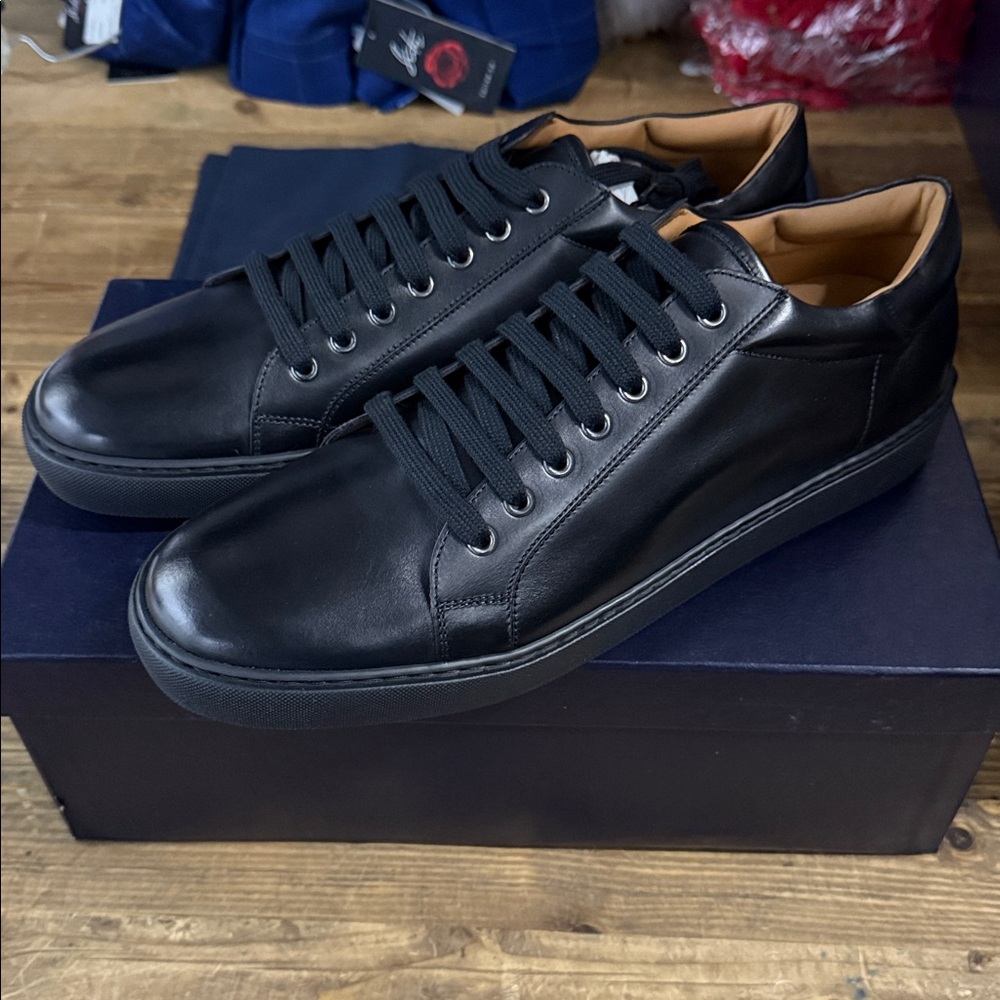Ralph Lauren Purple Label Severn Black Calfskin Sneaker NEW $895
